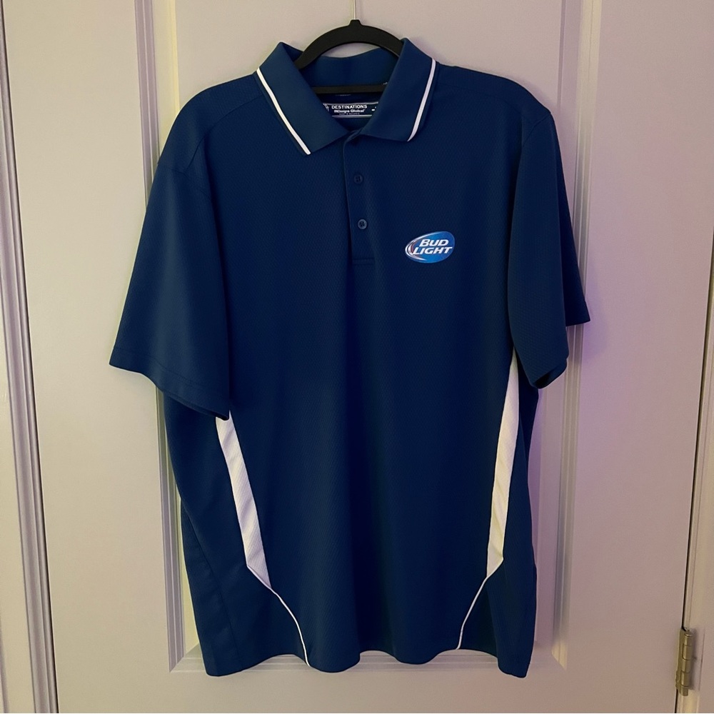 Bud Light Beer mens short sleeve quick dry polo shirt | size large
